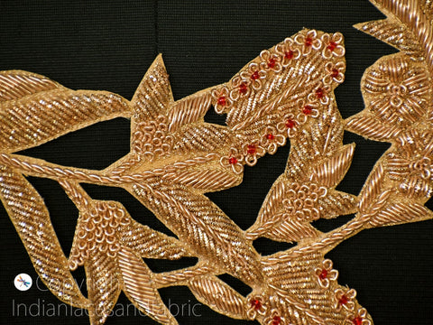 Indian Neckline Patches Handcrafted Sequin Zardosi Gold Decorative Wedding Dresses Neck Patches Embroidery Zardosi Applique