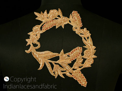 Exclusive Zardozi embroidered Neckline Patches, Floral Zari Patches, Bridal Appliques,Sequins Appliques, Blouse Back Patches
Zardozi work Neckline Applique