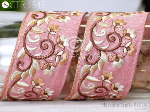 9 Yard Embroidered 58mm Ribbon Fabric Trim Decorative Embroidery Embellishments DIY Crafting Sewing Saree Indian Sari Border Home Decor Tape