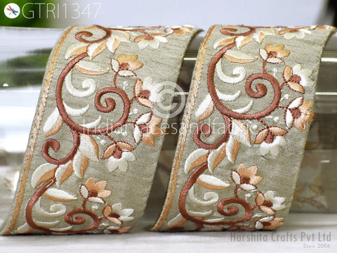 9 Yard Embroidered 58mm Ribbon Fabric Trim Decorative Embroidery Embellishments DIY Crafting Sewing Saree Indian Sari Border Home Decor Tape