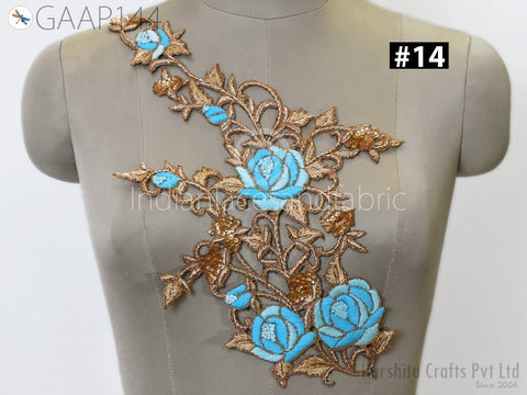 Floral Appliques, Sequins Appliques Zardozi Patches Applique Sequins Appliques Zardozi work and Zari Thread Applique