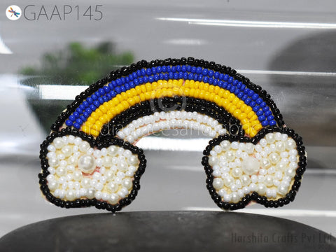 Rainbow Beaded Appliques, Zardozi patches, Handcrafted Applique, sari appliques, wedding dress patch, beaded applique