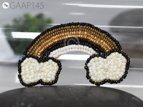 Rainbow Beaded Patches Beaded Patches Handcrafted Embellishments Sewing Crafting Golden Wedding Dresses Scrapbooking Appliques