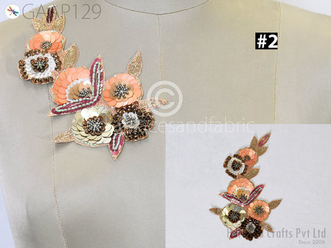 Sequins Floral Design Appliques, Applique For Jeans, Decorative Zari Patches, Appliques For Decoration, Zardozi Applique