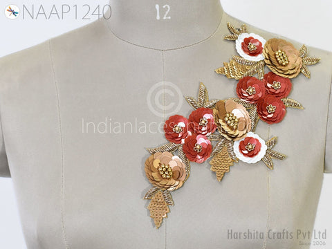 Floral Zari Patches,Sequins Appliques, Blouse Back Patches, Rhinestone Applique, Zardozi work Applique, Bridal Clutches, Lehenga Beaded Patches, Hand Zari Work Patch