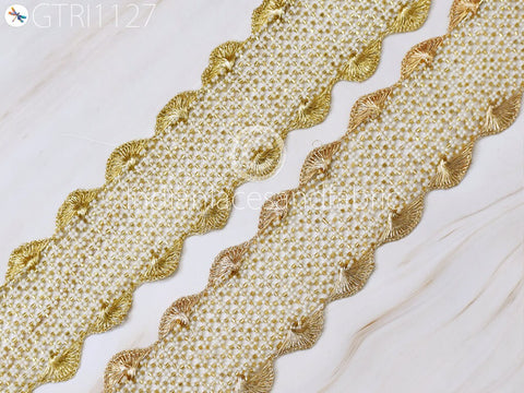 Gold Beaded Trims by the Yard Wedding Dresses Bridal Belt Sashes Indian Laces Costumes Ribbon Crafting Sewing Boutique Material Home Decor