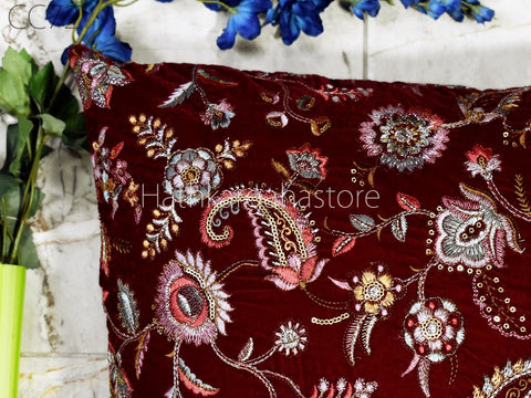 Lumbar Euro Sham 12X26 Handmade Luxury Home Decor Embroidered Square Cushion Cover with Ruffle