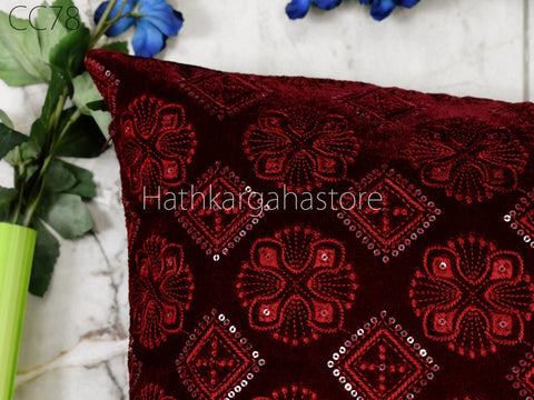 Embroidered Frill Square Pillow Throw Cushion Cover Embroidered Cushion Cover Handmade Embroidery Throw Pillow