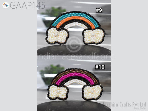 Rainbow Beaded Appliques, Headband Applique, applique designs, Handcrafted Appliques, Scrap booking Appliques,
