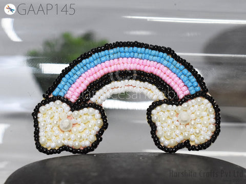 Rainbow Beaded Appliques Handcrafted Appliques, Scrap-booking Appliques