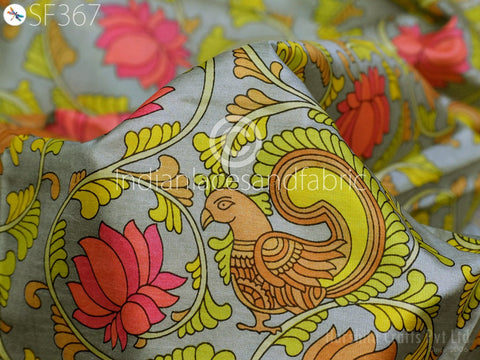 Indian Soft Pure Printed Silk Fabric by the yard, party wear sari fabric, suits printed silk fabric