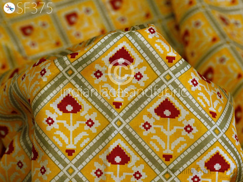 Yellow Indian Saree Soft Pure Printed Silk Fabric by the yard, Soft Silk Fabric, Printed Silk, Indian Silk, Dresses Silk Fabric