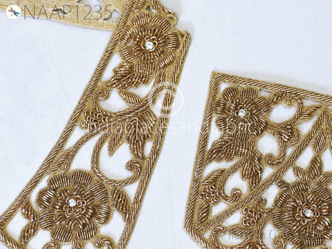 Gold Collar Appliques For Dress, Golden Appliques, Wedding Dress Applique, Decorative Applique, Zari Appliques