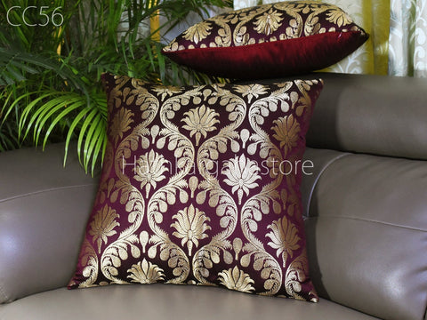 Brocade Silk Throw Pillow Lumbar Euro Sham 12X26 Handmade Luxury Home Decor