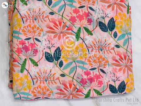 Printed Georgette fabric By Yard Indian for Soft Flowy Floral Summer Dress Shirt Comfortable Clothing Party Costumes Drapery Sewing Crafting