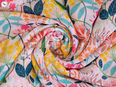 Indian Floral Soft Printed Georgette fabric By the Yard Flowy Summer Dresses Shirt Comfortable Clothing Wedding Costumes Drapery Sewing Crafting