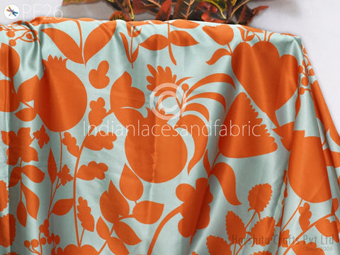 Satin fabric By Yard Indian Geometric Print Soft Flowy fabric Summer Dress Shirt Co-ord Set Clothing Party Costumes Drapery Sewing Crafting