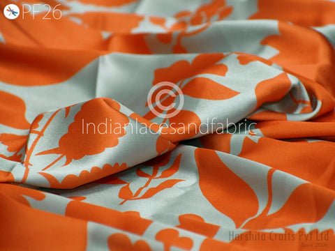 Satin viscose Majolica print fabric by the yard, Italian apparel fabric like silk, Sicilian tile red and white print fabric