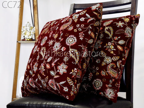 Embroidered Square Cushion Cover with Ruffle Frill Throw Pillow Embroidered Square Cushion Cover