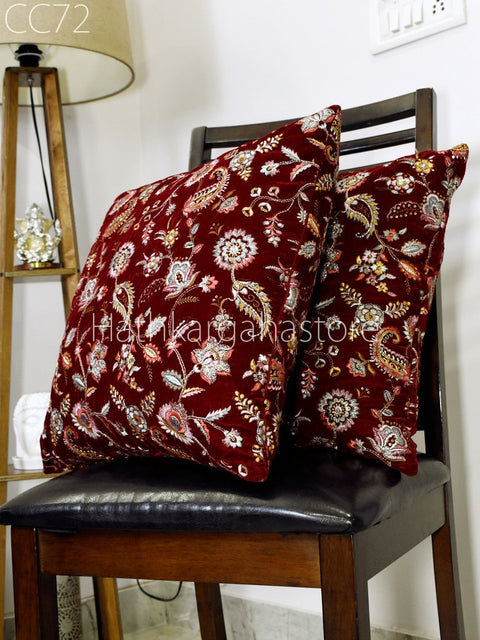 Embroidered Cushion Cover Handmade Embroidery Throw Pillow Decorative Home Decor Pillowcase Lumbar House Warming Bridal Shower Wedding Gift