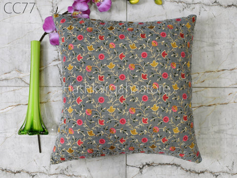 Embroidered Frill Square Pillow Throw Cushion Cover Embroidered Cushion Cover Handmade Embroidery Throw Pillow
