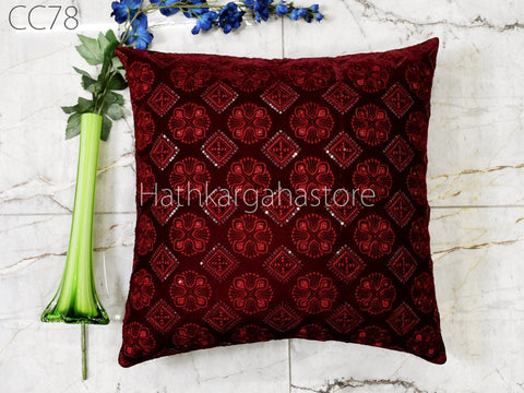 Velvet Cushion Cover Handmade Embroidered Throw Pillow Customize Decorative Home Decor Pillow Cover House Warming Bridal Shower Wedding Gift