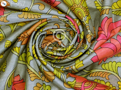 Sari Making Printed Fabric, Indian Pure Printed Silk, Decorative Fabric, Pure Printed Silk Fabric, Doll Dress Pure Printed Silk