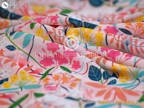 Soft light weight floral print Georgette fabric, Summer Dresses Shirt Comfortable Clothing Wedding Costumes, Tops, Blouses Fabric