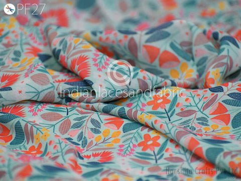 Indian Satin Georgette, indian cotton, Hand stamped printing, by the yard, Indian Fabric, Peace Block Print Fabric, sewing and quilting fabric