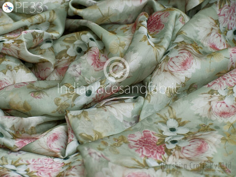 Satin viscose Majolica print fabric by the yard, Italian apparel fabric like silk, Sicilian tile red and white print fabric