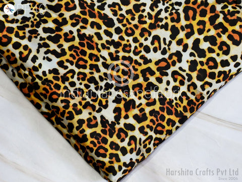 Animal Print Satin Georgette Cotton Fabric,Quilting Fabric,Designer Fabric,Floral Fabric,Satin Fabric,Dress Fabric,Fabric By Yard,Cotton Fabric