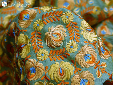 Indian Embroidered Fabric by the yard Sewing DIY Crafting Embroidery Wedding Dresses Fabric Costumes Dolls Bags Cushion Covers Table Runners