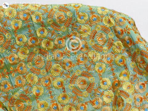 Indian Embroidered Fabric by the yard Sewing DIY Crafting Embroidery Wedding Dresses Fabric Costumes Dolls Bags Cushion Covers Table Runners