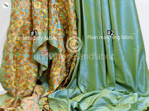 Indian Embroidered Fabric by the yard Sewing DIY Crafting Embroidery Wedding Dresses Fabric Costumes Dolls Bags Cushion Covers Table Runners