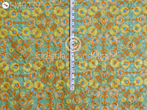 Indian Embroidered Fabric by the yard Sewing DIY Crafting Embroidery Wedding Dresses Fabric Costumes Dolls Bags Cushion Covers Table Runners