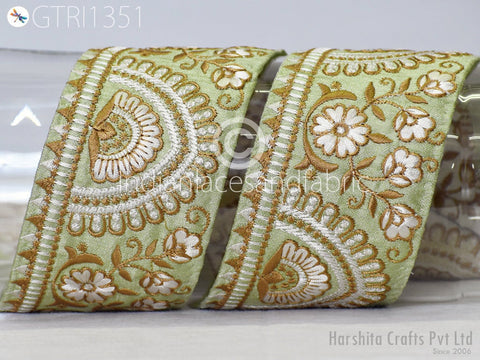 9 Yard Indian 65mm Embroidered Ribbon Bird Fabric Trim Sari Border Saree Trimming Sewing Dress Cushions Embroidery Crafting Laces Home Decor