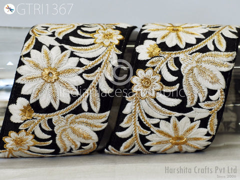 9 Yard Indian Embroidered 65mm Trim Drapery Embellishments Hats Bag Saree Trimming Decorative Ribbon Crafting Sewing Sari Borders Home Decor