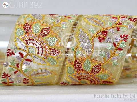 9 Yard Indian Decorative Embroidery Fabric Trim Decor Saree Embellishments DIY Crafting Sewing Curtains Sari Border Embroidered Ribbons