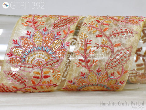 9 Yard Indian Decorative Embroidery Fabric Trim Decor Saree Embellishments DIY Crafting Sewing Curtains Sari Border Embroidered Ribbons