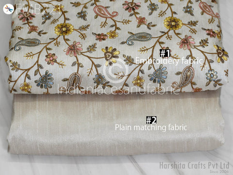 Dress Material, Embroidery By The Yard Fabric, Embroidery Floral Fabric, Floral Thread Work Fabric, Costumes Fabric, Unique Dresses Fabric