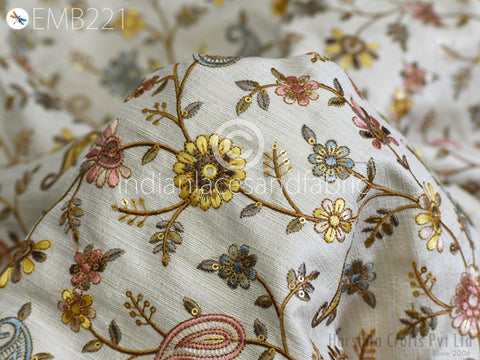 Floral Saree Fabric, Floral Dresses, Sequins Fabric For Dresses, Dress Material, Embroidery By The Yard Fabric, Embroidery Floral Fabric