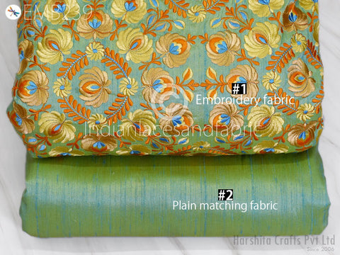 Indian Embroidered Fabric by the yard Sewing DIY Crafting Embroidery Wedding Dresses Fabric Costumes Dolls Bags Cushion Covers Table Runners