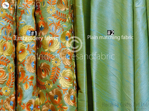 Indian Embroidered Fabric by the yard Sewing DIY Crafting Embroidery Wedding Dresses Fabric Costumes Dolls Bags Cushion Covers Table Runners