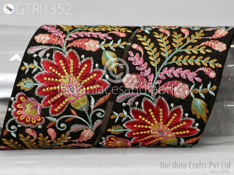 9 Yard Embroidered 7cm Trim Indian Embellishment Embroidery Saree Ribbon Sewing DIY Crafting Cushion Covers Border Wedding Trimmings Curtain