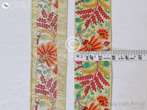 9 Yard Embroidered 7cm Trim Indian Embellishment Embroidery Saree Ribbon Sewing DIY Crafting Cushion Covers Border Wedding Trimmings Curtain