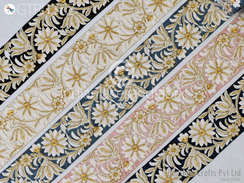 9 Yard Indian Embroidered 65mm Trim Drapery Embellishments Hats Bag Saree Trimming Decorative Ribbon Crafting Sewing Sari Borders Home Decor