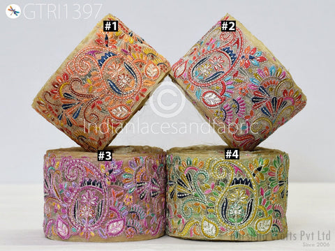 9 Yard Indian 75mm Embroidery Fabric Trim Decorative Saree Embellishments DIY Crafting Sewing Curtains Sari Border Embroidered Ribbons