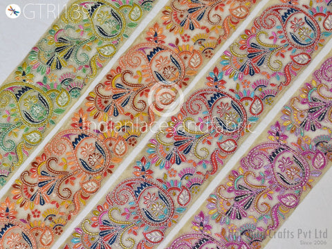 9 Yard Indian 75mm Embroidery Fabric Trim Decorative Saree Embellishments DIY Crafting Sewing Curtains Sari Border Embroidered Ribbons