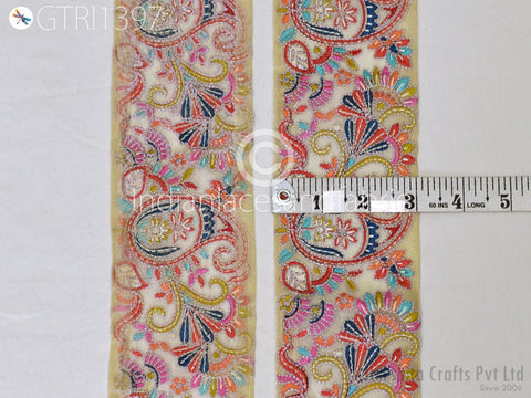 9 Yard Indian 75mm Embroidery Fabric Trim Decorative Saree Embellishments DIY Crafting Sewing Curtains Sari Border Embroidered Ribbons