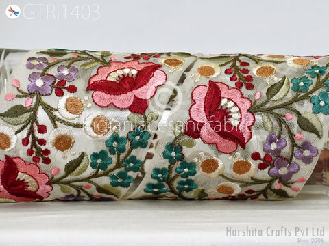 9 Yard Indian 10cm Embroidered Fabric Trim Cushion Covers Embellishment Embroidery Saree Ribbon Sewing Crafting Border Wedding Trim Curtain